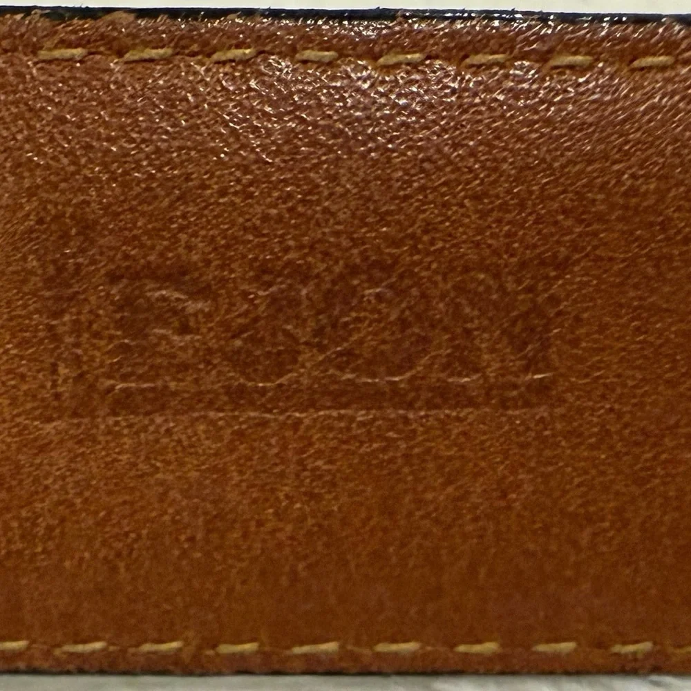 **Lejon Brown Leather Belt – Size 46 – Alligator Grain Embossed Steerhide**